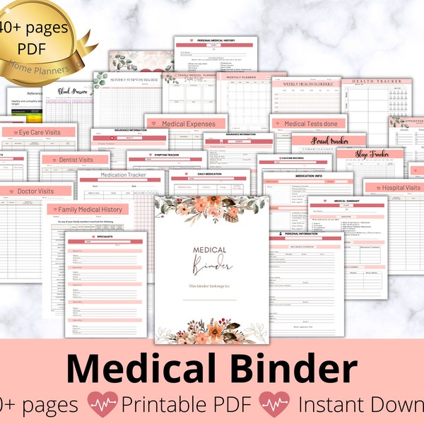 Medical Planner,Medical Binder,Health Tracker,Blood Pressure Log,Sleep Habit Tracker,Medical Planner Bundle, Health Binder,Wellness Planner,