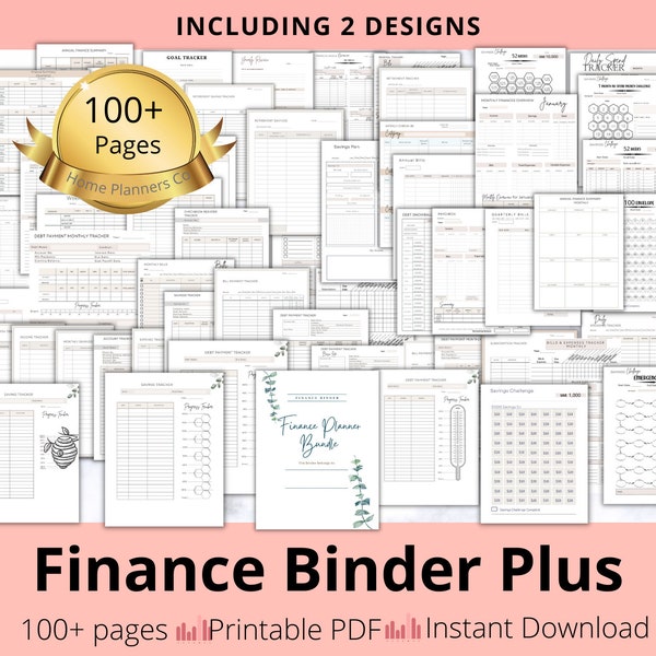 Finance Binder Plus, Finance Planner Bundle, Budget Planner Printable, Paycheck Budget, Financial Savings Tracker Spending, Expenses Tracker