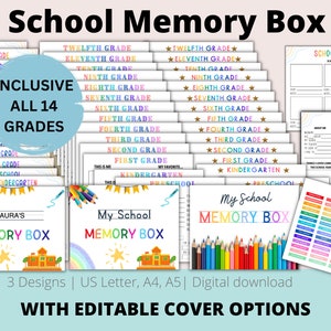 School Memory Box Printable Kids Keepsake Personalized Back to School Box | School Memory Journal School Memories Printable School Journal
