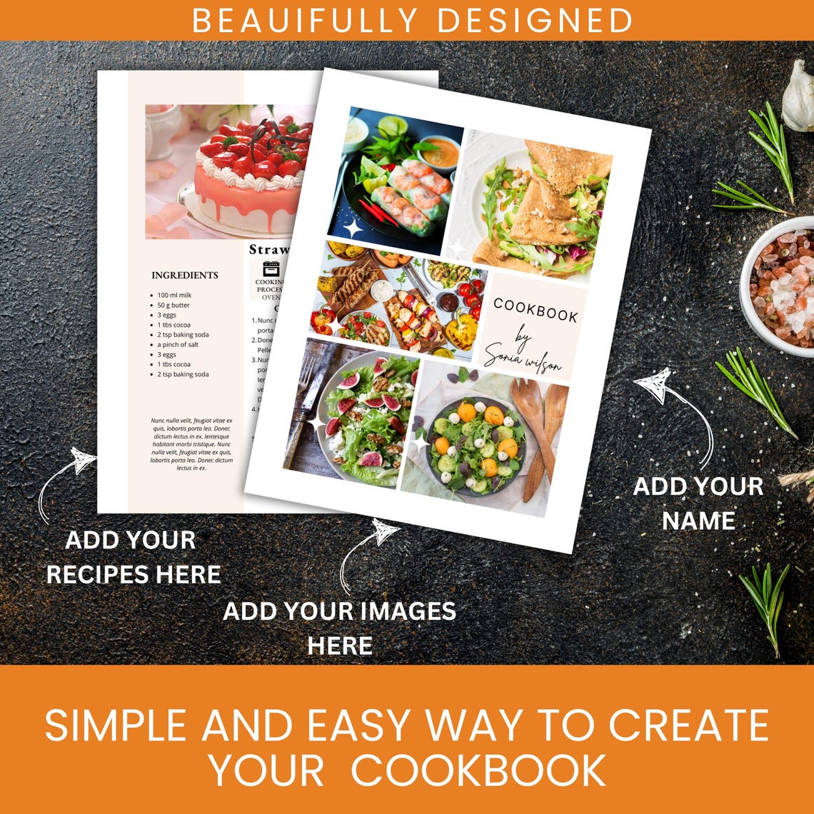 Customizable Family Cookbook Template: 100+ Page Editable Recipe Book ...