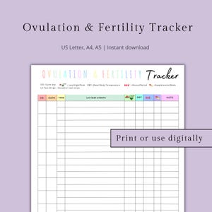 Ovulation & Fertility Test Strips Tracker, Pregnancy Tracker,Fertility TTC Planner,OPK Predictor Kits Log |Trying to conceive Printable PDF image 2