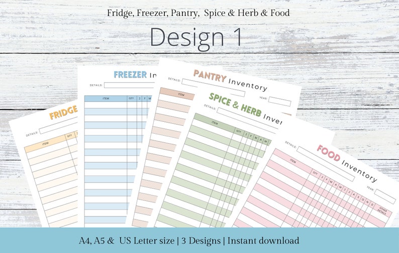 Food Inventory Tracker Pages Printable Kitchen Inventory,Pantry Inventory, Freezer Inventory,Spice Inventory, Fridge Inventory,Food List PDF image 3