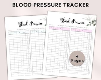 Blood Pressure Tracker, Blood Pressure Log, Blood Pressure Chart, BP chart, Track Blood Pressure, Pulse Tracker, Hypertension Tracker