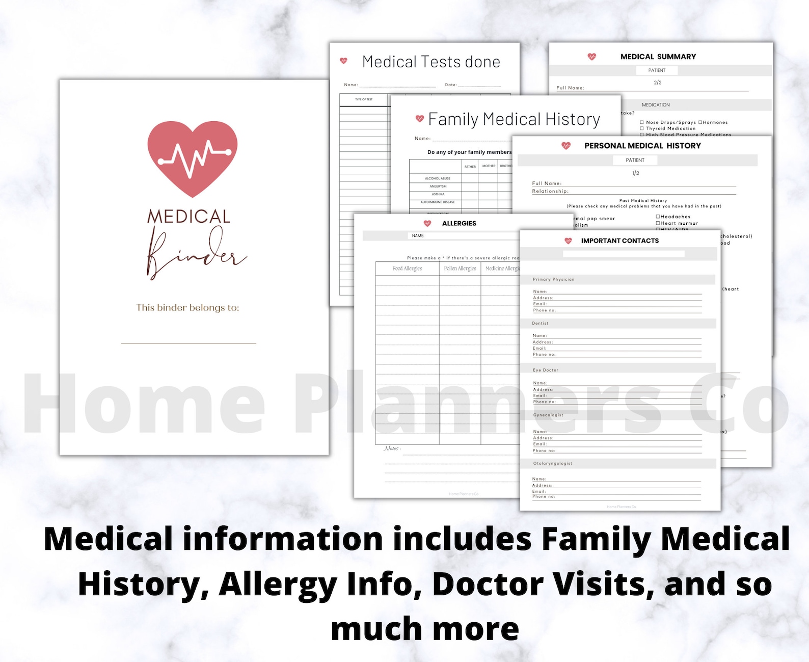 Medical Planner Fillable Printable PDF, Medical Binder, Cancer Planner, Chemo & Radiation Log