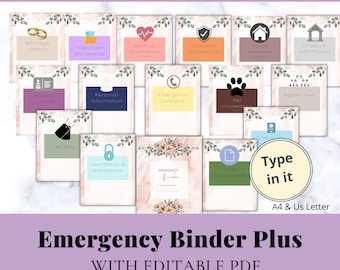 Editable Emergency Planner Binder | Just in Case Planner, Disaster Planner Bundle, End of Life, Funeral Planner | Family Emergency Planner