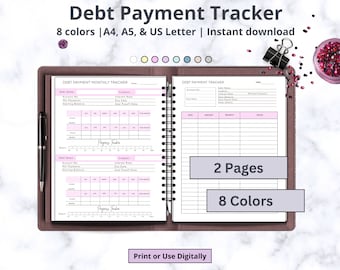 Debt Payment Tracker Printable, Debt Payment Log, Debt Payoff Tracker, Debt Payoff Log, Debt Snowball, Debt Payments, Loan Tracker Payoff