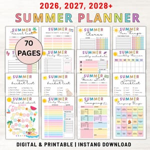 Summer Planner Printable 2026 Summer Bundle, 2026 Summer Kids Planner, Summer Checklist, Summer Activity, Summer Bucket list, Summer Rules