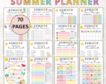 Druckbarer Sommerplaner 2026 Sommer Bundle, 2026 Sommer Kinderplaner, Sommer Checkliste, Sommer Aktivität, Sommer Bucket Liste, Sommer Regeln