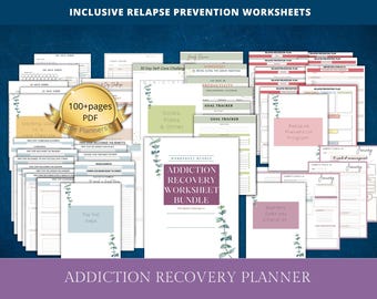 Addiction Recovery Worksheets| Sobriety Worksheets | Sobriety Planner Relapse Prevention Recovery | AA | Addiction | Sober Life | Printable