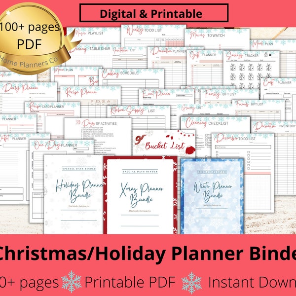 Christmas Planner Printable Xmas Planner, Holiday Planner Christmas Gift List Digital Christmas Binder Christmas To Do List Christmas Binder