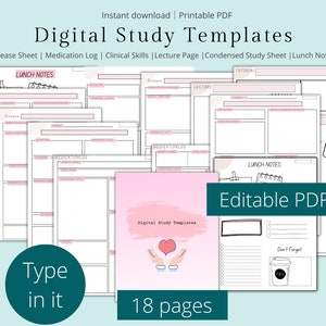EDITABLE Nurse Medical Study Notes Templates | Clinical Skills Nursing Notes | Patho Nursing Notes Template Med-Surg Study Template Medicine