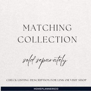 May include: A cream-coloured background with the words "MATCHING COLLECTION" in a serif font. Below, the text "sold separately" is in a cursive font. At the bottom, it says "CHECK LISTING DESCRIPTION FOR LINK OR VISIT SHOP".