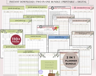 Home and Garden Binder Plus, Home Maintenance and Garden Planner, Home and Garden Log,Maintenance Tracker, Printable Organizer, House Binder