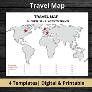 Mini Weltreise Karte zum Ausdrucken | Reise-Bucketliste | Sehenswertes | Orte zum Besuchen | Besuchte Orte | Reise-Tracker | Reisetagebuch