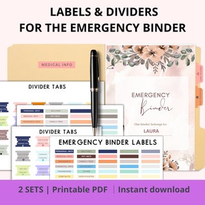 Druckbare Trennregister und Ordneretiketten für Notfallordner Plus | Binder Etiketten Binder Dividers Binder Tabs Stationär Sofort download