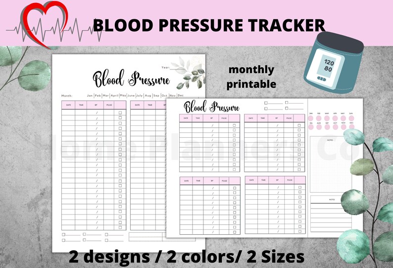 Blood Pressure Tracker Printable Blood Pressure Log Blood Etsy