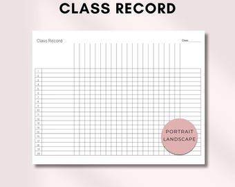 Class Record | Printable Class Attendance | Teacher Checklist Template | Class Gradebook | Teacher Planner| Template PDF| Instant download