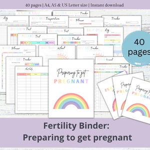 Fertility Binder| Fertility Planner| Trying to conceive Planner, Preparing for Pregnancy Planner, Period fertility tracker, OPK Test Log