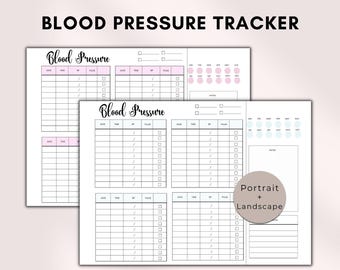 Blood Pressure Tracker, Printable Blood Pressure Log, Blood Pressure Chart, Monthly Blood Pressure Log, BP chart, Medical tracker, printable