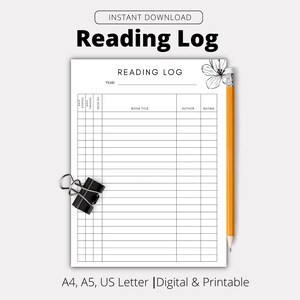 Registro di lettura stampabile: registro dei libri, lettura per bambini e adulti, diario, libri da leggere (scarica)