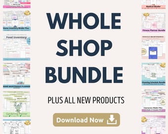Mega shop bundle, All Instant download Items, All in One, Emergency Planner, Medical Planner, Home Planner, Student Planner, Complete Binder