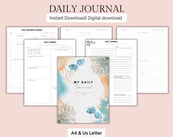 Daily Journal Planner Bundle Printable Journal Notes, Wellness Planner, Daily Mental Health Planner, Journal Planner Insert Instant download