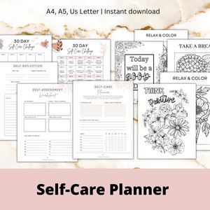 Self Care Bundle: Anxiety & Stress Relief, Printable Wellness and Mental Health Planner (Digital Download)