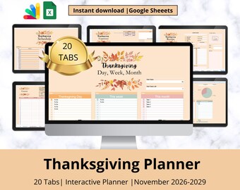 Thanksgiving Planner Spreadsheet, Thanksgiving Spreadsheet, Holiday Planner, Holiday Spreadsheet, Thanksgiving Menu Planner Meal Planner