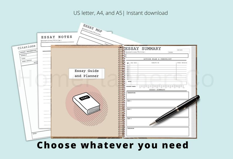 Essay Planner Editable Printable PDF| Essay Guide Planner Pack Bundle | Student Essay Writing Template | Academic School, College,University image 13
