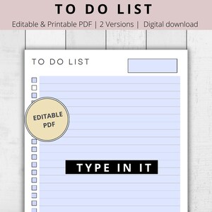 Editable to Do List | Printable Tasks List, Editable Checklist ...