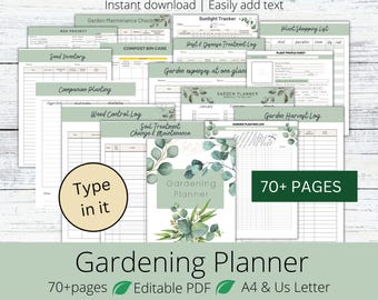 Garden Planner Fillable Printable PDF Garden Journal Garden Calendar Garden Log Gardening Organizer Gardening Binder Editable Gardening Book