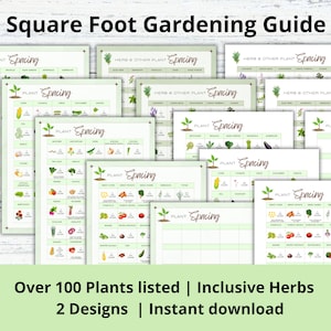 Square Foot Gardening Guide, SQF Planting Guide,  Printable Garden Planner, Garden Organizer, Plant Planner, Garden Planning Logbook Chart