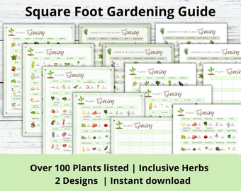 Guide de jardinage de pied carré, Guide de plantation SQF, Agenda de jardin imprimable, Organisateur de jardin, Agenda de plantes, Tableau du carnet d'aménagement du jardin