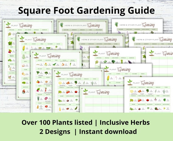 Square Foot Gardening Guide, SQF Planting Guide,  Printable Garden Planner, Garden Organizer, Plant Planner, Garden Planning Logbook Chart