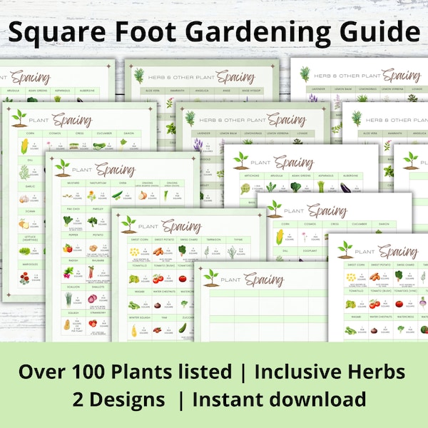 Square Foot Gardening Guide, SQF Planting Guide,  Printable Garden Planner, Garden Organizer, Plant Planner, Garden Planning Logbook Chart