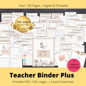 Teacher Planner 2025-2026 Plus Binder,Lesson Planner Printable Teaching Planner,Lesson Plan Template,Academic Planner, Agenda,Teacher Binder