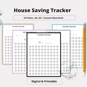 House Savings Tracker Printable: Home Deposit Goal Chart, First Home Saving, (A4/A5/US Letter PDF)