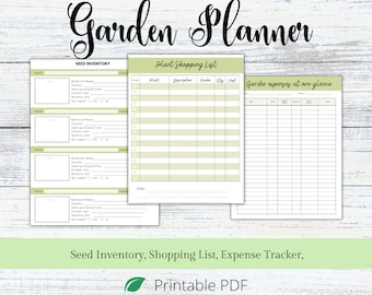 Planificador de jardín, inventario de semillas, control de gastos, lista de la compra, imprimible para el jardín, diario de jardinería, bitácora de jardinería, organizador de jardinería, rastreador de jardín