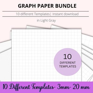 Millimeterpapier Bündel in Hellgrau, 3-20mm Rasterpapier, Goodnotes Rasterpapier, Kariertes Papier, Rasterseite, Graphisches Papier