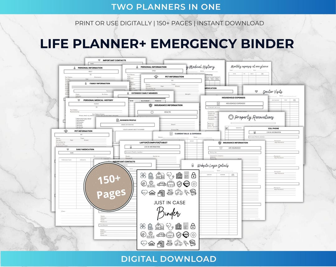 End of Life Planner Printable Just in Case of Emergency Binder, Life ...