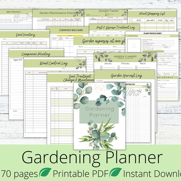 Garden Planner, Garden Journal,Garden Calendar,Garden Log,Gardening Organizer,Gardening Binder,Gardening Book, Plant Planner, Printable PDF,