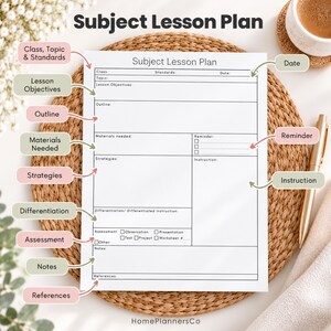 Lesson Plan Template - Printable Daily Lesson Planner, Detailed Subject Planner, Homeschool Classroom Teaching Resource (Digital Download) image 5