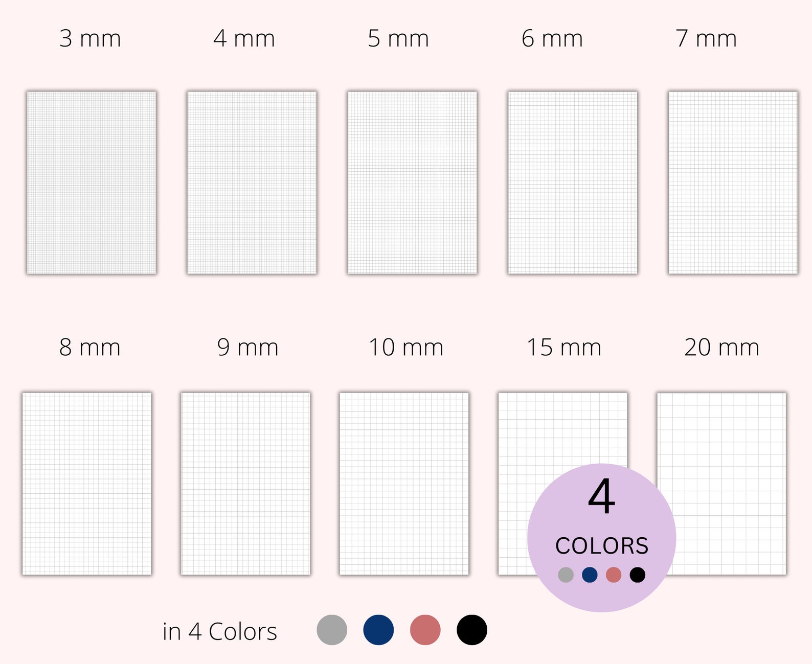 Graph Paper Bundle 4 Colors Blue Red Black Gray Printable Graph Grid ...