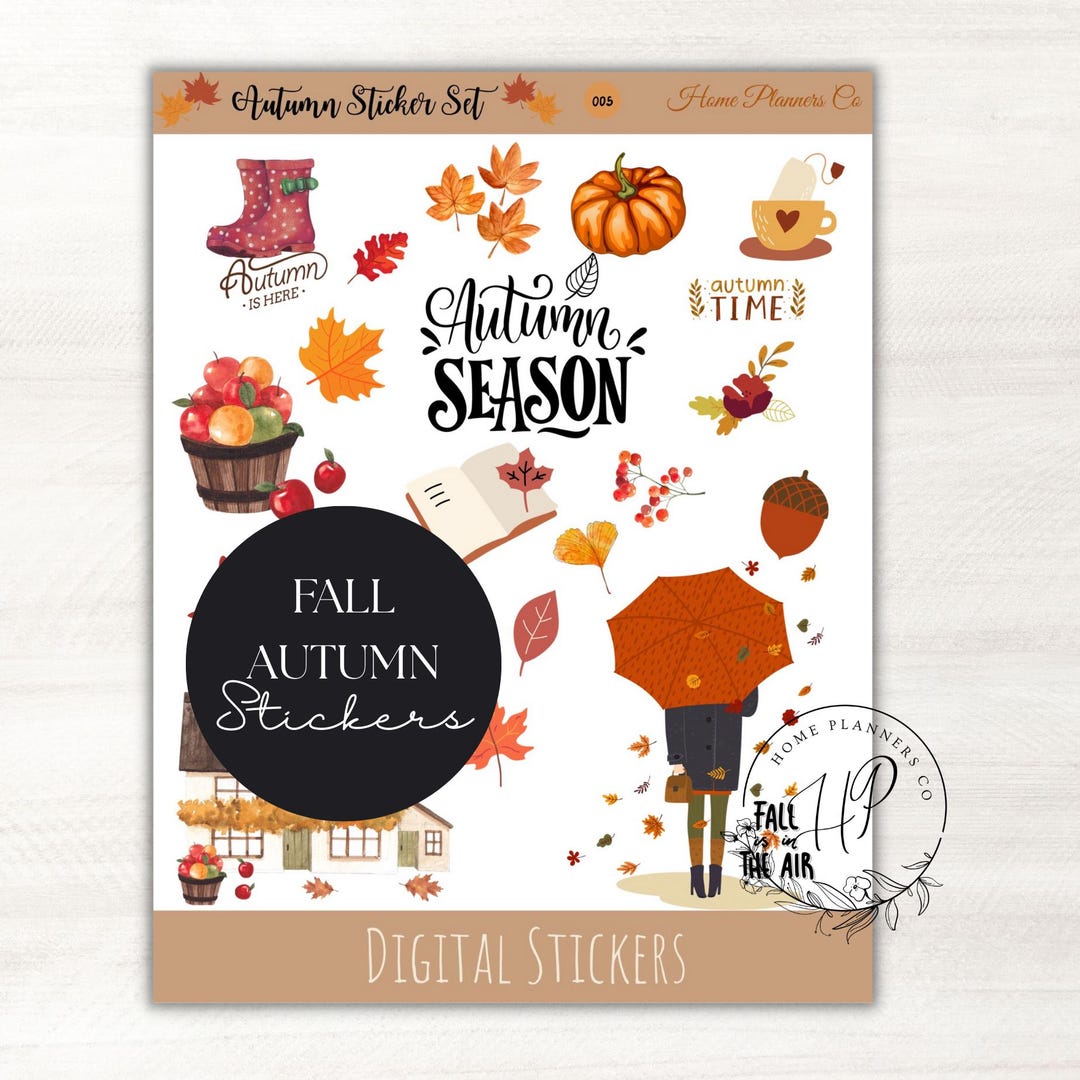Fall Digital Sticker Bundle: Printable Autumn Planner Stickers ...