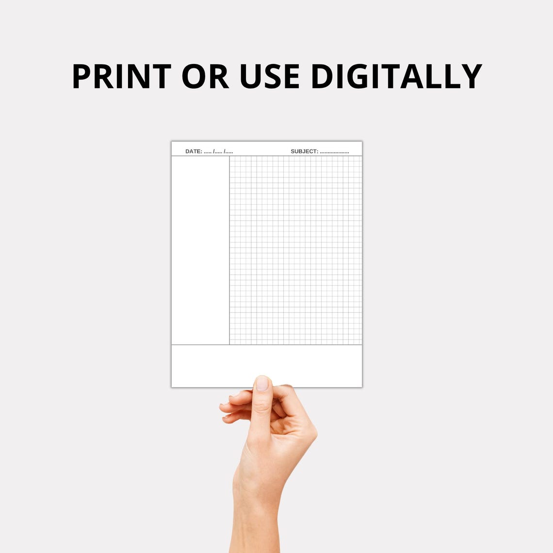 Grid Cornell Paper Notes Method Pages| Cornell Notes | Printable Paper ...