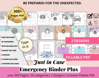 EDITABLE Just in Case Emergency Binder Plus Fillable PDF, "What If" Binder, In Case of Emergency  Organizer, If I go missing, Life Planner