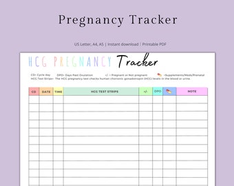 Pregnancy Test Tracker, HCG Pregnancy Test Strips Tracker Log,Pregnancy Planner,Trying to conceive Printable Template PDF | Instant download