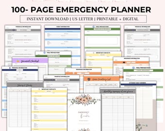 Emergency Binder, "What If" Binder Starter, Emergency Printable Organizer,Printable PDF Template,Finance Binder,Family In Case of Emergency
