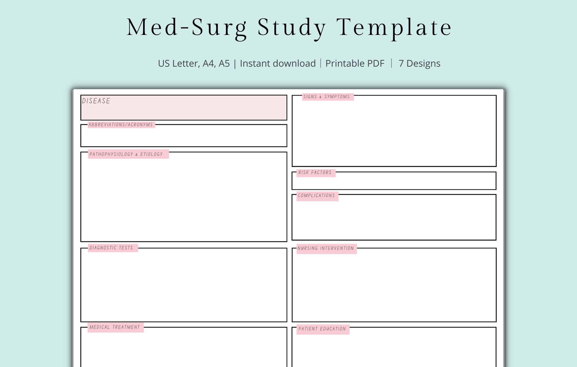 med-surg-study-template-medical-surgical-template-nursing-student-guide-nursing-notes-disease-study-guide-disease-process-template-nclex-etsy for Free Printable Nursing Study Template Med Surg Study Template, Medical Surgical Template, Nursing Student Guide Nursing Notes Disease Study Guide Disease Process Template NCLEX - Etsy for Free Printable Nursing Study Template