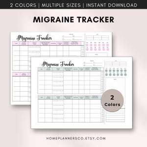 Migraine Tracker, Printable Headache Journal, Headache Tracker, Chronic Migraine Chart, Chronic Migraine Journal, Chronic Illness Chart image 1